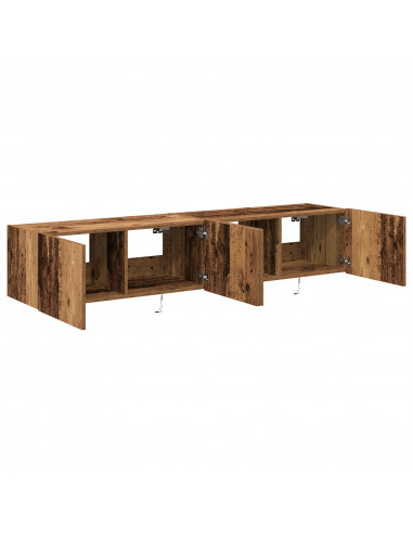 Mobile TV con luci LED 2 pz Legno antico 80x35x31 cm