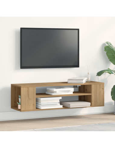 Mobile TV da muro  in rovere artigianale, 100x30x26,5 cm, in legno ingegnerizzato
