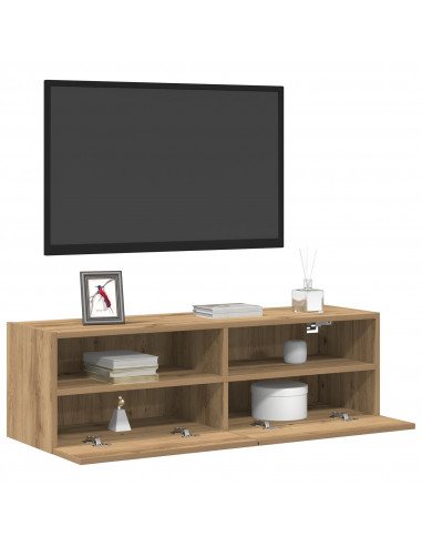 Mobile TV da muro in rovere artisan 100x30x30 cm in legno ingegnerizzato