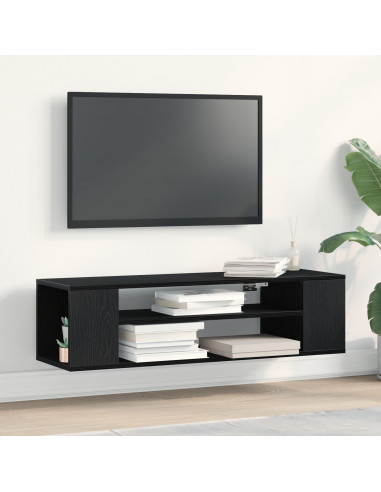 Mobile TV da parete  Nero Rovere 100x30x26,5 cm in legno ingegnerizzato