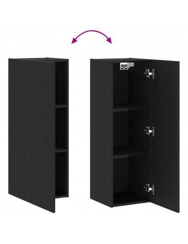 Mobile TV da parete  Nero Rovere 30,5x30x90 cm in legno ingegnerizzato