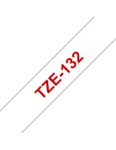 Brother TZE-132 nastro per etichettatrice Rosso su trasparente