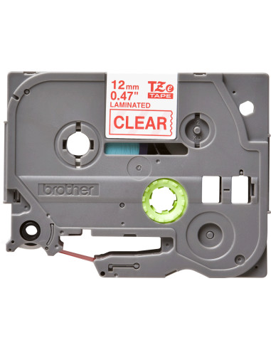 Brother TZE-132 nastro per etichettatrice Rosso su trasparente
