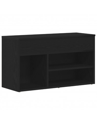 Panca da ingresso  nera in rovere 60x30x45 cm in legno