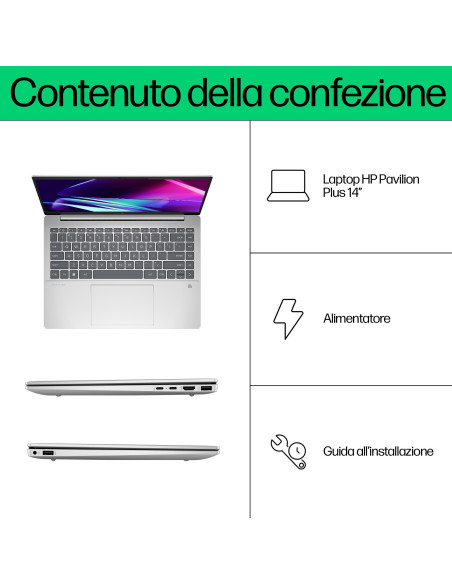 HP Pavilion Plus 14-ew0015nl Intel® Core™ i7 i7-1355U Computer portatile 35,6 cm (14") 3K 16 GB LPDDR5x-SDRAM 1 TB SSD Wi-Fi 