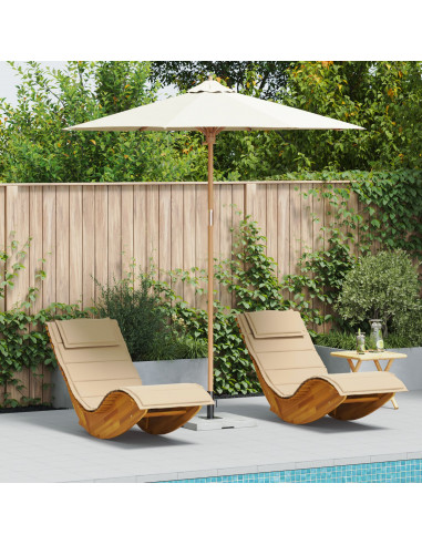 Parasole da Giardino  Bianco Panna 240x260 cm in Bambù