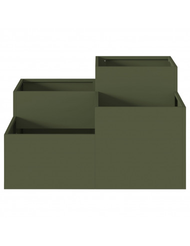 Piantana da Giardino  100x100x48 cm Verde Oliva Acciaio