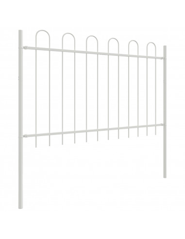 Recinzione da Giardino  con Parte Superiore a Cerchio Bianca 6,8x0,8 m in Acciaio