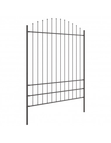 Recinzione da Giardino  con Parte Superiore a Forma di Arco Grigia 5.1x2 m in Acciaio