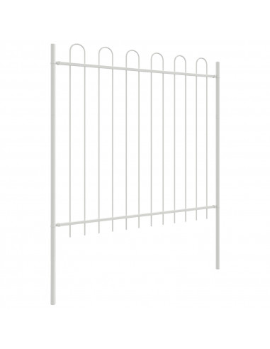 Recinzione da Giardino  con Parte Superiore a Gancio Bianca 6,8x1,5 m in Acciaio