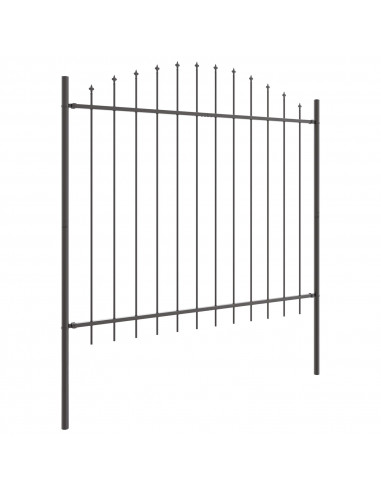 Recinzione da Giardino  con Parte Superiore a U Grigia 6,8x1,5 m in Acciaio