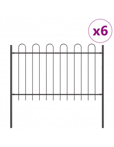 Recinzione da Giardino  con Parte Superiore ad Anello Grigia 10,2x1 m in Acciaio