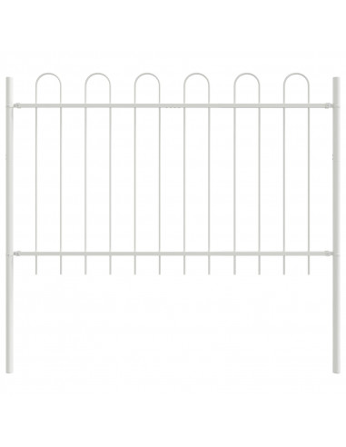 Recinzione da Giardino  con Parte Superiore ad Arco Bianca 11,9x1 m in Acciaio