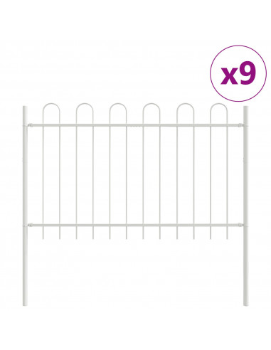 Recinzione da Giardino  con Parte Superiore ad Arco Bianca 15,3x1,2 m in Acciaio