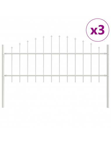 Recinzione da Giardino  con Parte Superiore ad Arco Bianca 5,1x0,75 m in Acciaio