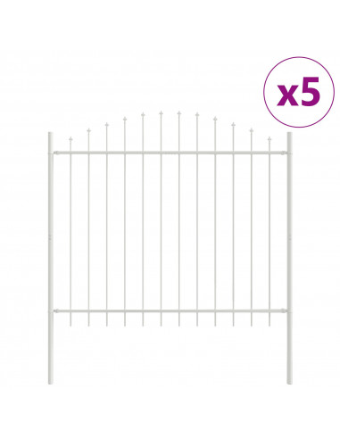 Recinzione da Giardino  con Parte Superiore ad Arco Bianca 8,5x1,25 m in Acciaio