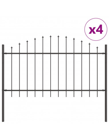 Recinzione da Giardino  con Parte Superiore ad Arco Grigio 6,8x1 m in Acciaio