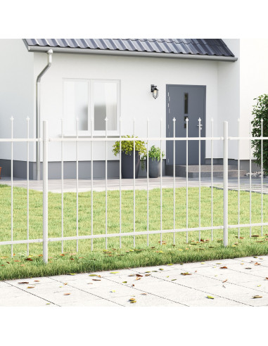 Recinzione da Giardino  con Punta a Lancia Bianca 11,9x1,2 m in Acciaio