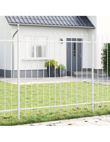 Recinzione da Giardino  con Punta a Lancia Bianca 15,3x1,5 m in Acciaio