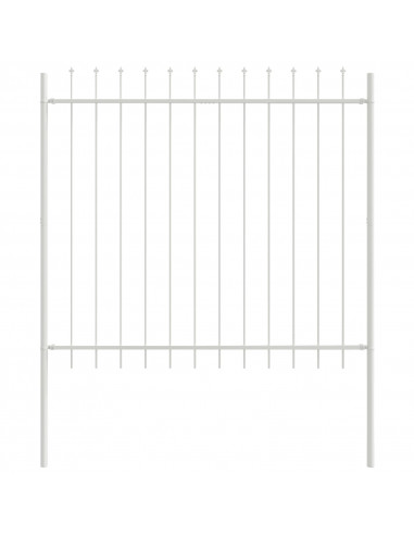 Recinzione da Giardino  con Punta a Lancia Bianca 8,5x1,5 m in Acciaio
