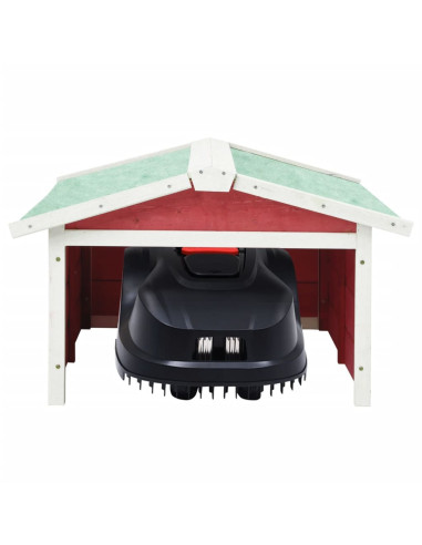 Casetta per Tosaerba Robotizzato 72x87x50 cm Rossa Bianca Abete