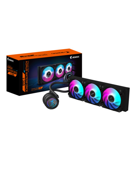GIGABYTE AORUS WATERFORCE II 360 AIO Raffreddamento a liquido per CPU - 3x ventole ARGB da 120 mm, meccanismo a incastro, DAISY-