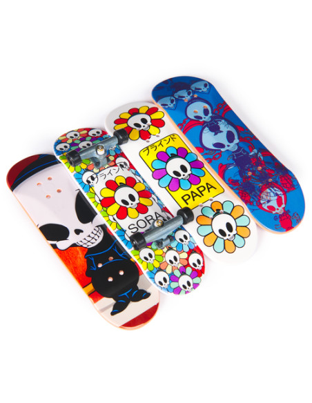 Tech Deck | MINI SKATE FINGERSKATE | 4 mini skate personabilizzabili fingerskate con grafiche originali, giocattoli per bambini 