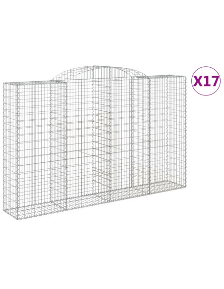 Cesti Gabbioni ad Arco 17 pz 300x50x180/200 cm Ferro Zincato