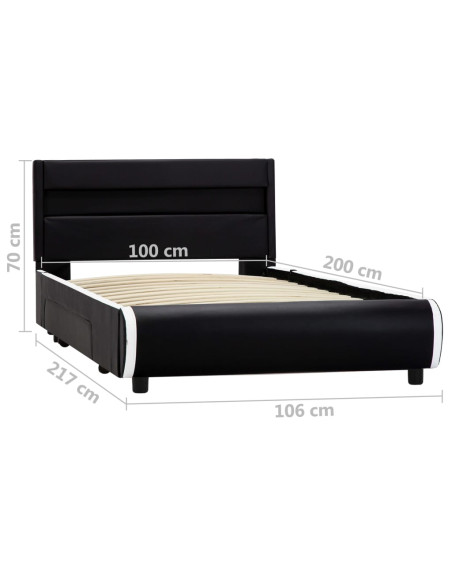 Giroletto con LED Nero in Similpelle 100x200 cm