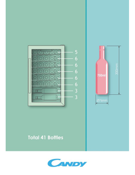 Candy DiVino CWC 150 EM/NF Cantinetta vino con compressore Libera installazione Nero 41 bottiglia/bottiglie