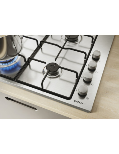 Candy Idea CHW6LX Acciaio inox Da incasso 60 cm Gas 4 Fornello(i)