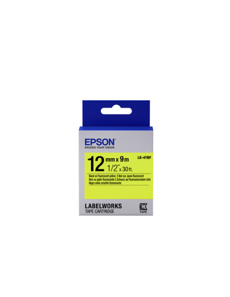 Epson Nastro fondo Fluorescente Giallo per testo Nero 12/9 LK-4YBF