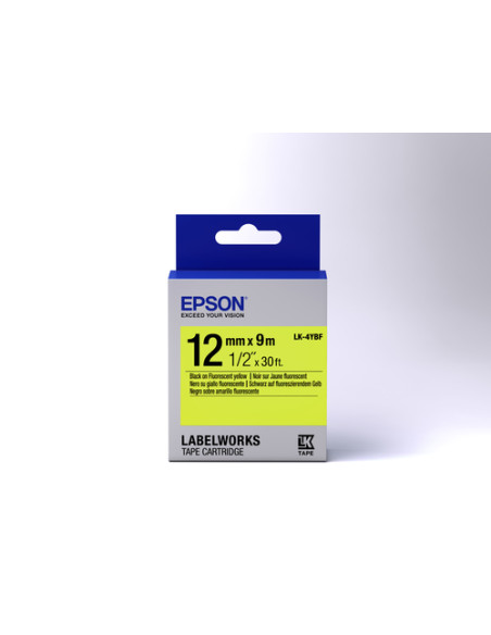 Epson Nastro fondo Fluorescente Giallo per testo Nero 12/9 LK-4YBF