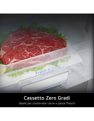 LG GTB744BMBED Frigorifero doppia porta, Classe E, 506L, Porte in vetro, Door Cooling,Nero