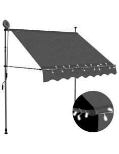 Tenda da Sole Retrattile Manuale con LED 200 cm Antracite