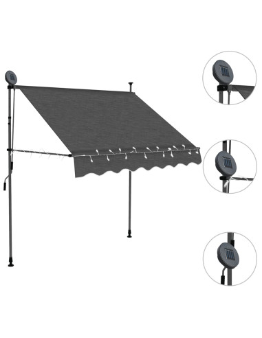 Tenda da Sole Retrattile Manuale con LED 200 cm Antracite