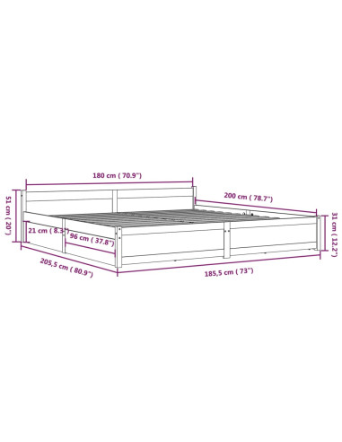 Giroletto con Cassetti 150x200 cm Super King