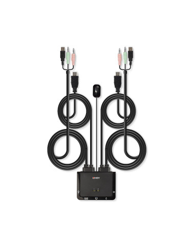 Lindy 42345 switch per keyboard-video-mouse (kvm) Montaggio rack Nero