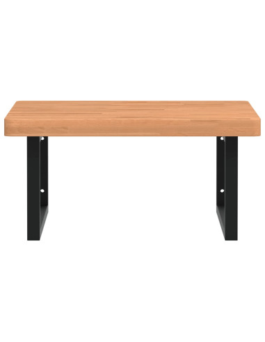 Ripiano a Parete per Lavabo in Acciaio e Massello di Faggio