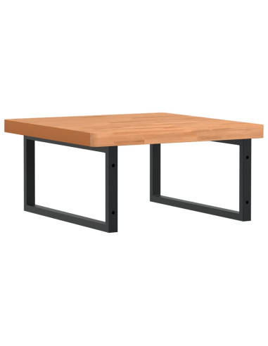 Ripiano a Parete per Lavabo in Acciaio e Massello di Faggio