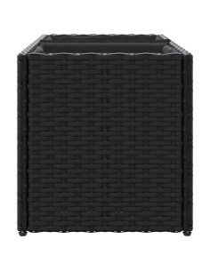 Fioriera da Giardino con 2 Vasi Nera 72x30x32 cm in Polyrattan