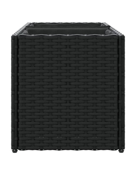 Fioriera da Giardino con 2 Vasi Nera 72x30x32 cm in Polyrattan