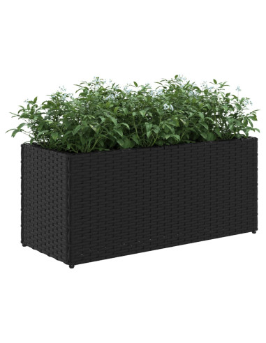 Fioriera da Giardino con 2 Vasi Nera 72x30x32 cm in Polyrattan