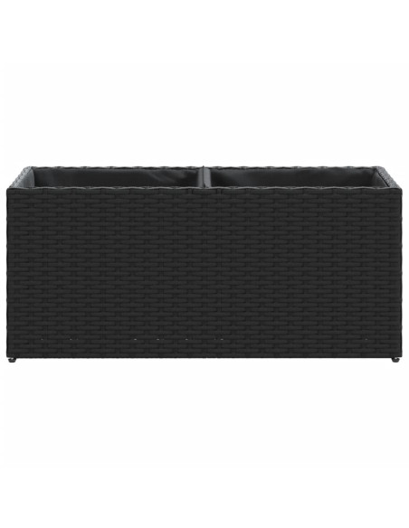 Fioriera da Giardino con 2 Vasi Nera 72x30x32 cm in Polyrattan