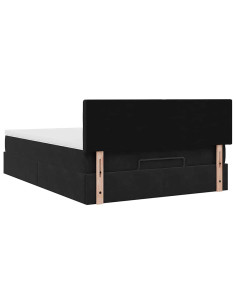 Struttura Letto Pouf con Materasso Nero 140x200 cm in Velluto