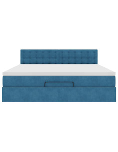 Struttura Letto Pouf con Materasso 160x200 cm in Velluto 2