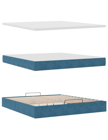 Struttura Letto Pouf con Materasso 160x200 cm in Velluto