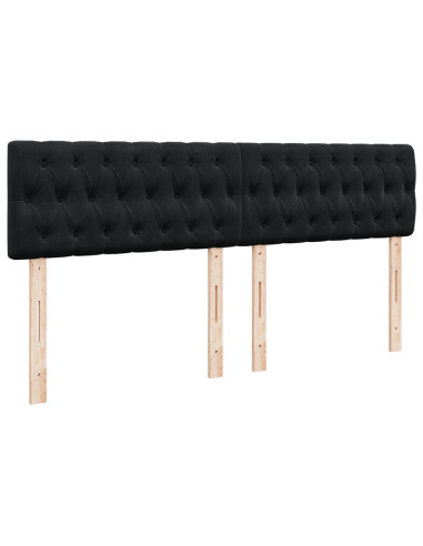 Struttura Letto Pouf con Materasso Nero 160x200 cm in Velluto