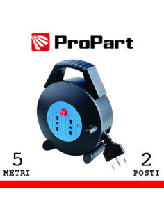 ProPart Avvolgicavo 2pos bipasso 5metri spina16A nero