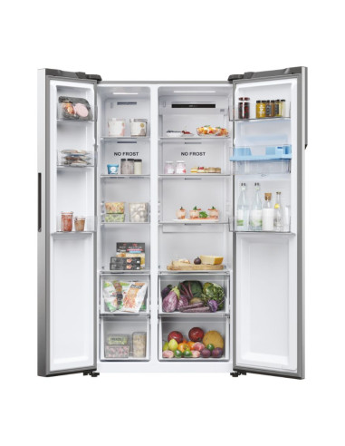 Haier SBS 90 Serie 5 HSR5918DWMP frigorifero side-by-side Libera installazione 521 L D Platino, Acciaio inox